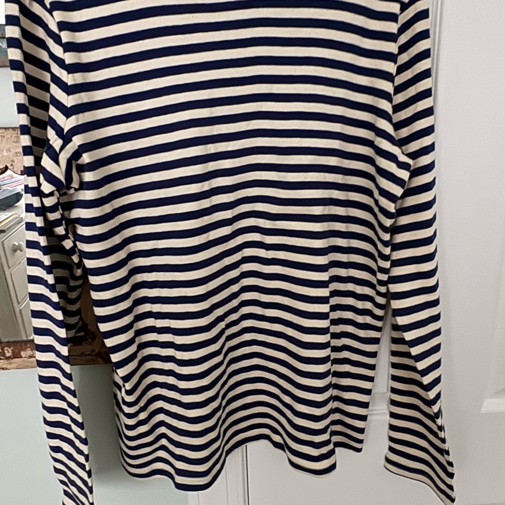 Urban Outfitters Navy and Cream Striped Long Sleeve Top